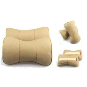  Cool2day 2pcs quality Beige pore Cow Leather Car Seat Neck 