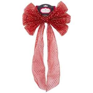   Sheer Bow with Gold Glitter Dots Christmas Decoration 