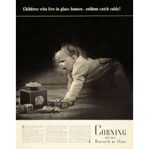1938 Ad Corning Glass Works New York Glass House Baby   Original Print 