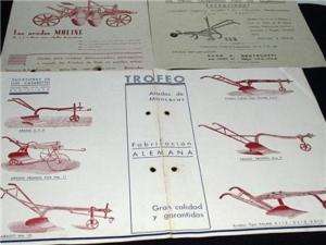 Old advertising sheets about plows In Spanish  
