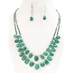  Natural Faceted Shaded Emerald Drops Beaded Designer 2 