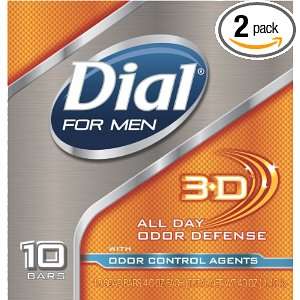  Dial For Men 3D Odor Defense Soap Bar, 10 Count (Pack of 2 