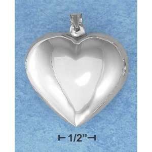  STERLING SILVER LARGE HIGH POLISH HEART PENDANT Jewelry