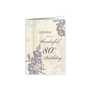   Happy 80th Birthday Card   Purple and Beige Floral Card Toys & Games