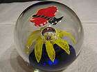   Antique BLOWN GLASS PAPERWEIGHT Large Butterfly Trumpet Flower Globe