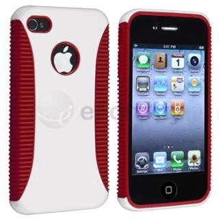   / White Plastic Hard Case Cover+Screen Shield For iPhone 4 4th 4G 4S
