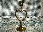 Vintage BRASS HEART Candle Holder Shabby PEDISTAL Chic Candlestick Art
