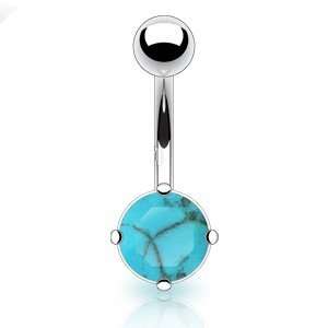  Turquoise   Prong Set Semi Precious Gemstone Belly Ring Jewelry