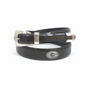    Georgia Bulldogs Black Croco Leather Belt
