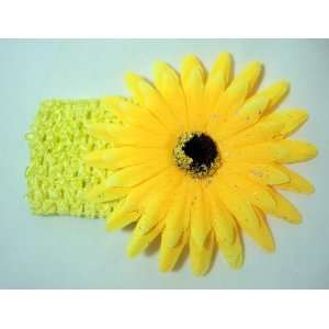  Yellow Daisy Flower Girls Crochet Headband Beauty