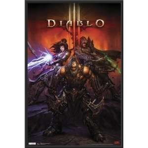 Diablo 3   Heroes 22x34 Dry Mounted Poster Wood Framed