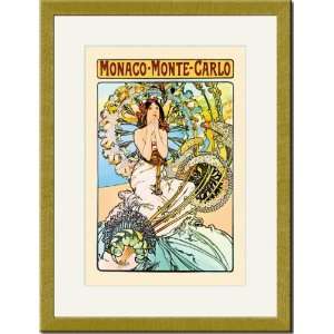  Gold Framed/Matted Print 17x23, Monaco   Monte Carlo