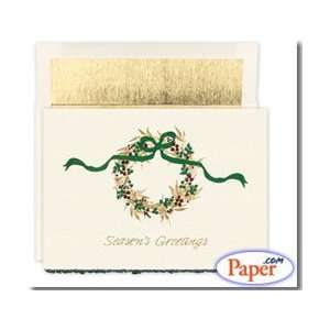  Masterpiece Holiday Cards   GREEN DECKLE WREATH   (1 box 
