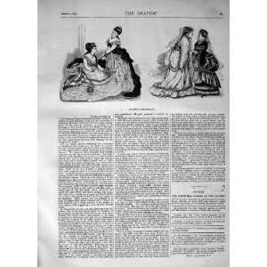  1870 PARIS LADIES WOMENS FASHION DRESSES OLD PRINT