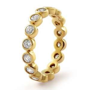 Cubic Zirconia Round Eternity Cz Bridal Wedding Band Gold Plated Ring 