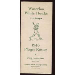  1946 Waterloo White Hawks III League Player Roster EX 