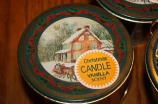 SCENTED CHRISTMAS CANDLE TINS LOT OF THREE (3) VANILLA SCENT  