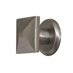 1 Solid Brass Square Knob with Round Base Plate   Brushed 