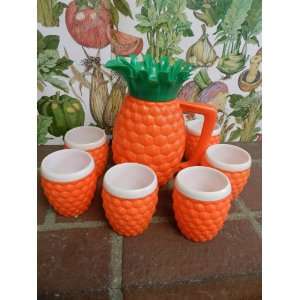  Vintage retro 60s Minerware orange pineapple tiki pitcher 