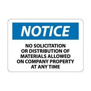 N316AB   Notice, No Solicitation or Distribution Of Materials Allowed 