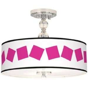  Pink Squares Giclee 16 Wide Semi Flush Ceiling Light 