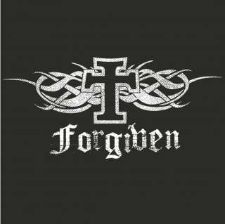   forgiven tattoo cross design a one color design screen printed on