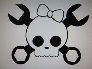 Girl Skull and Crossbones wrench sticker decal 21colors  