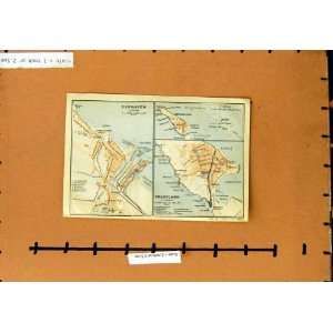  MAP 1921 GERMANY PLAN CUXHAVEN HELGOLAND UNTERLAND