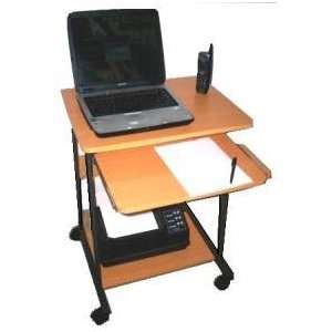  Mini Computer Desk & Table (Red Beech W/satin Black Frames 
