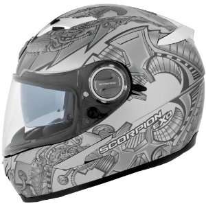  Scorpion EXO 500 Graphics Helmet , Color Silver, Style 