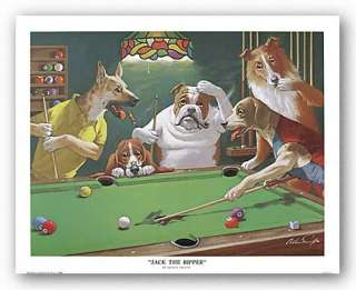 DOGS PLAYING POOL Jack the Ripper by Arthur Sarnoff  