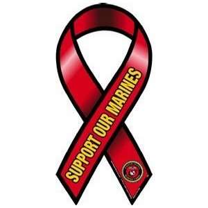  Red Support Our Marines Ribbon Magnet Automotive