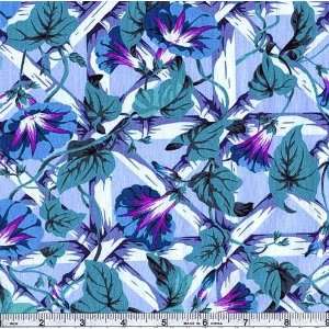  44 Wide Philip Jacobs Morning Glory Vines Blue Fabric By 