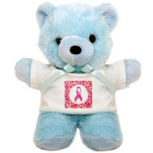  Teddy Bear Blue Cancer Pink Ribbon Flower 
