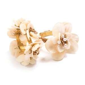  Kim Seybert Flower Pearl Set of Four Napkin Rings   Ivory 
