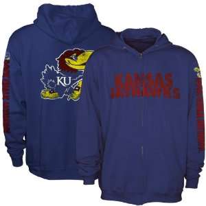   Kansas Jayhawks Royal Blue No Reservations Full Zip Hoody Sweatshirt