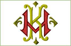 KM   MK #1 Machine Embroidery 2 Letter Monogram 4x4  