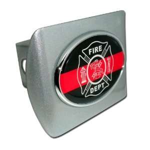  Firefighter Oval Emblem on Brushed Chrome Hitch Cover 