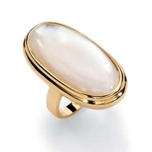 PalmBeach Jewelry 14k Gold Plated Oval Shaped Mother of Pearl Cabochon 