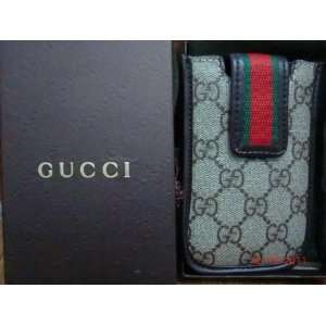 Iphone 4/4G/4S I Pod Touch Gucci Leather Case Gray with Brown Designer 