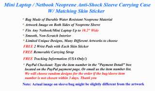 10.2 Netbook Mini Laptop Sleeve w. Skin Sticker S115  