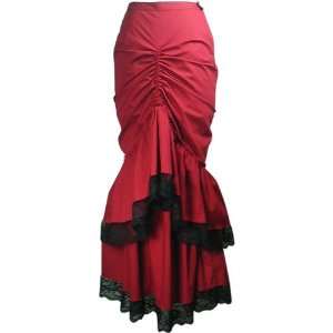   Gothic Long Fishtail Red Skirt 6/S   Victorian Skirt 
