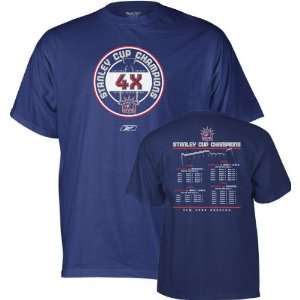   Rangers  Navy  4 Time Stanley Cup Champions T Shirt
