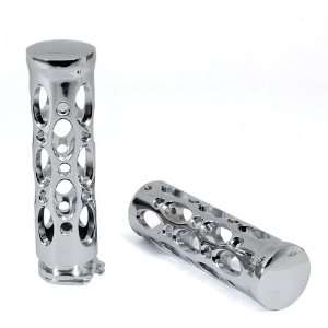  Silver Chrome Metal Handebar Hand Grips for 1 Motorcycle 