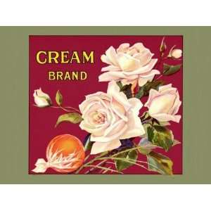  Crate Label with Orange Cream Flowers Bouquet Roses 12 X 