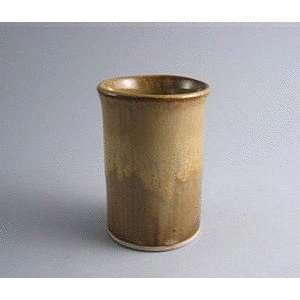  4 handmade pottery tumbler   gold glaze Bay Pottery 