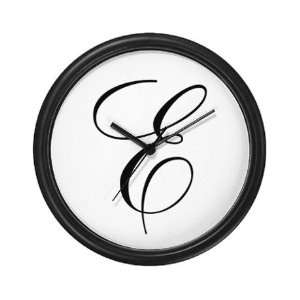  E Initial Black and White Decorative Wall Art Clock, 10 