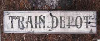TRAIN DEPOT   Rustic Painted Wooden Sign  