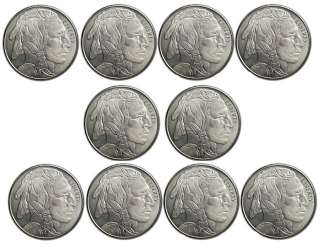 10 Silver Buffalo Indian Head Round Coins 1 Ounce Each  