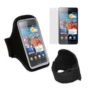 Gray Sport Armband Case + cLear Screen Protector for Samsung Galaxy S2 